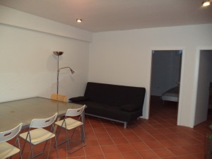 The living room with kitchen