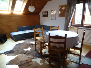 The living / dining room.