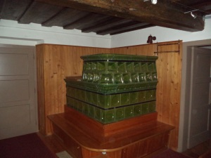 A big ceramic stove in the living room